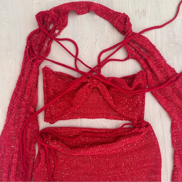 Red sequin knit crochet fairy set - Picture 4 of 4
